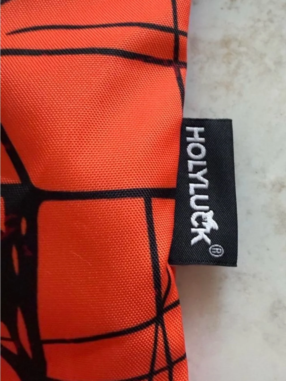 Orange Drawstring Gym Bag with Black Abstract Print